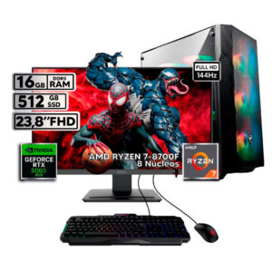PC Power Group - Ryzen 7 8700F - 16GB RAM - 512GB SSD - RTX 5060 8GB - Monitor MSI 23.8” FHD 144Hz IPS + Teclado y Mouse