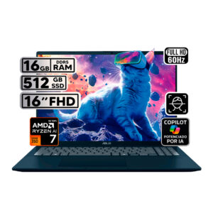 Portátil ASUS M1607KA-MB123 - Ryzen AI 7 350 - 16GB RAM - 512GB SSD - 16” WUXGA - Color Quiet Blue