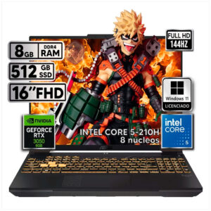 Portátil ASUS FX607VJ-RL011W - Core 5 210H - 8GB RAM - 512GB SSD - 16" WUXGA 144Hz - RTX 3050 - Mecha Gray