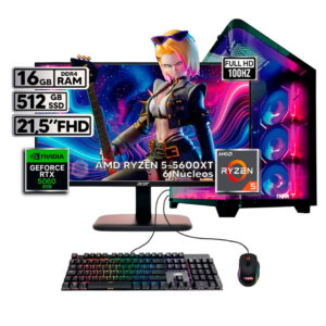 PC Power Group - Ryzen 5 5600XT - 16GB RAM - 512GB SSD - RTX 5060 8GB - Monitor Acer 21.5” + Teclado y Mouse