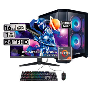 PC de Mesa Power Group - Ryzen 7 5700G - 16GB RAM - 1TB SSD - Monitor ASUS 23.8" FHD 146Hz + Teclado y Mouse