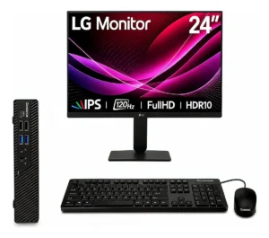 PC de Mesa Mini Compumax AMD Ryzen 5 7430U | 8GB RAM | SSD 500GB + Monitor LG 23.8" FHD 120Hz + Teclado y Mouse